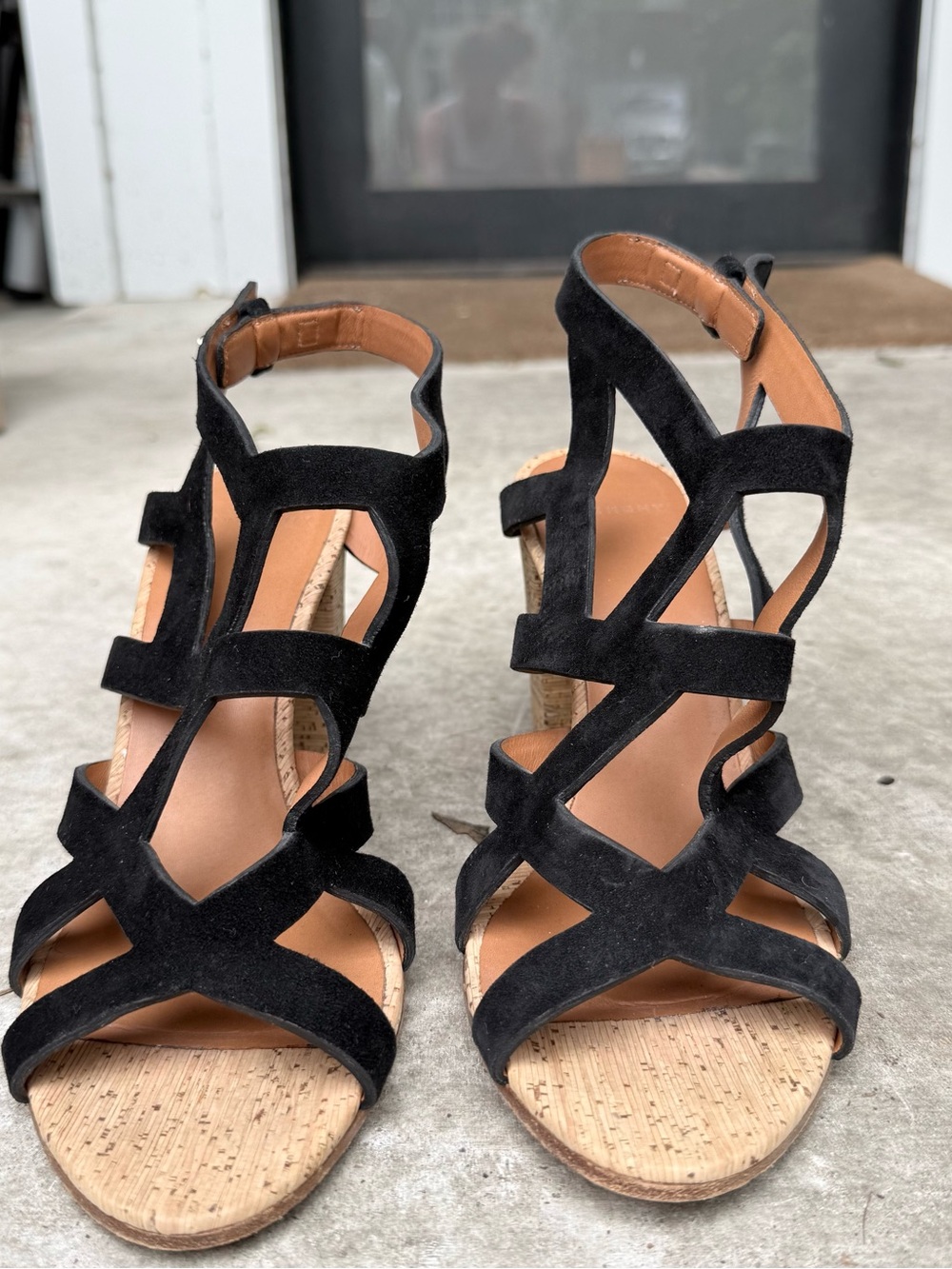 Givenchy Black Suede Strappy Espadrille Wedges